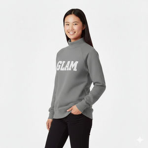 Womens Pink <b>Mock</b> <b>Neck</b> Sweatshirt Oversized Casual Fleece Pullover Winter Streetwear <b>Top</b> - Product Image 3