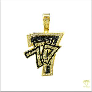 Custom Number <b>777</b> Pendant Iced Out Black White Moissanite Diamond Hip Hop <b>Necklace</b> Gold Plated Jewelry - Product Image 2