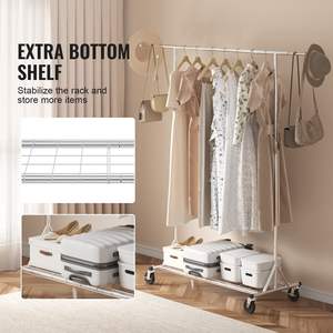 Porte-vêtements commercial robuste roues 450 lb capacité de charge hauteur réglable longueur extensible pour le fond de suspension de vêtement - Product Image 6