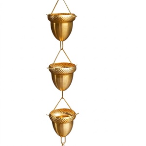 Cadena de Lluvia Decorativa para Exteriores, de Metal en Forma de Embudo, Reemplazo de Bajante de Canalón, Acabado Cobre, Elemento de Agua para Jardín, Mejor Precio - Product Image 3