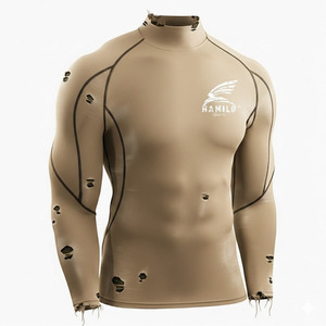 Chemise de compression à manches longues pour homme en coton 100% de haute qualité, légère et respirante avec motif uni - Product Image 5
