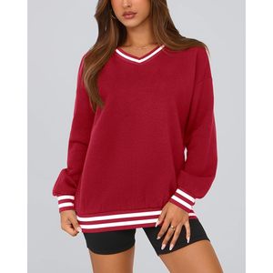 เสื้อสเวตเชิ้ตไหมพรมแขนยาวลายทาง คอวี ทรงหลวม สไตล์ลำลอง สำหรับผู้หญิง วัยรุ่น แนว Preppy สำหรับฤดูใบไม้ร่วง - Product Image 5