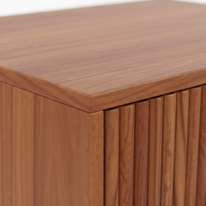 Table basse moderne et durable avec 2 tiroirs, en bois d'hévéa, MDF, placage de chêne, poignée en bois pour salle à manger - Product Image 4