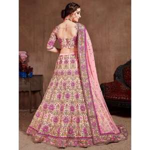 Arresting Pastel Pink Colored Bridal Wear Diseñador Bordado Lehenga choli - Product Image 5