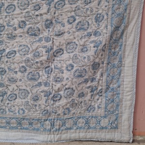 Wholesale Organic Eco-Friendly Handmade Reversible 100% Cotton Luxury <b>Quilt</b> with Hand Block Printed Design From Rajasthan - Product Image 6