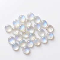 Pierre de lune arc-en-ciel naturelle de qualité supérieure, 8 mm, cabochon, pierre précieuse lâche, polie et lisse, dos plat, non chauffée, certifiée par un tiers