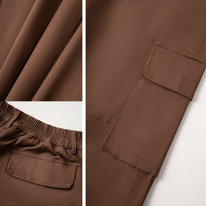 <b>Men's</b> <b>Brown</b> <b>Cargo</b> Jogger Pants Casual Elastic Cuffed Hem Lightweight <b>Trousers</b> With Side Pockets - Product Image 4