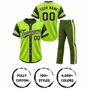 Conjunto de Uniforme de Béisbol de Alta Calidad para Adultos, Manga Corta, Impresión Sublimada, Absorbe la Humedad, 100% Poliéster, Nombre y Número del Equipo - Product Image 4
