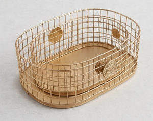 Handmade <b>Gold</b> Plated Metal Wire <b>Basket</b> With Elegant Design Perfect For Kitchen Fruit <b>Storage</b> And Hotel Essentials - Product Image 5