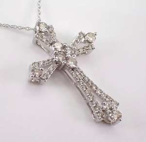 Collier pendentif croix en argent sterling 925 avec moissanite, plaqué or 18 carats, certifié GCI & IDGL, charme chrétien pour femme - Product Image 2