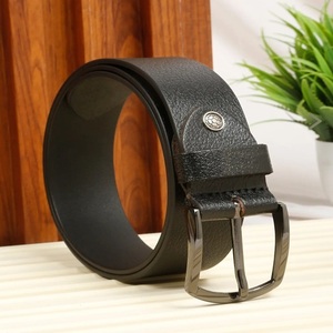 Ceinture en cuir de vachette noir de qualité supérieure pour homme, style décontracté, boucle en alliage, finition lisse, réglable pour jeans et costumes - Product Image 3