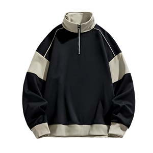 Sudadera de forro polar para hombre con bloques de color y media cremallera, cuello alto, estilo oversize, informal, para otoño, manga regular, de poliéster tejido - Product Image 3