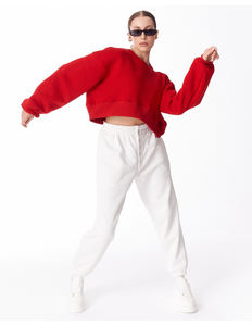 Sweat à capuche oversize en polaire pour femme, rouge rose, sur mesure, en coton 100% haute densité - Product Image 4