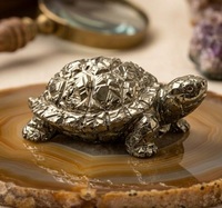 Orgonite de Pyrite Naturelle en Forme de Tortue – Cristal Feng Shui pour la Richesse et la Prospérité, Tortue pour la Décoration Vastu et la Porteuse de Bonne Fortune