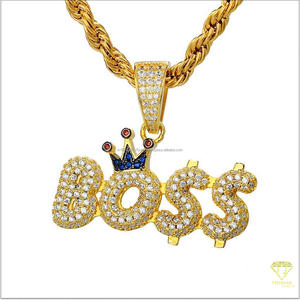 Custom " BOSS " Letter Pendant Moissanite Diamond Hip Hop <b>Chain</b> <b>Iced</b> <b>Out</b> Necklace Gold Jewelry - Product Image 5