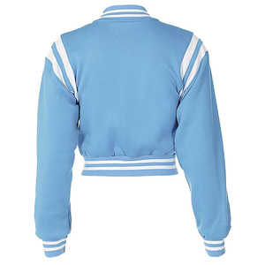 Veste universitaire courte personnalisée pour femme, mélange de laine, manches en cuir, style Letterman, service d'échantillonnage disponible, directement de l'usine - Product Image 6