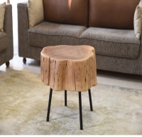 Table d'appoint/table basse en bois massif d'acacia, design moderne de luxe, style bord brut, finition naturelle