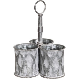 Porta Utensilios de Hierro Galvanizado de Diseño Rústico, Estilo Granja, con 3 Compartimentos, Porta Cubiertos Metálico con Asa, Portátil - Product Image 4