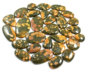 Radha Arts Natural Ocean Jasper Cabochon Loose Stone Green and Yellow 25mm-45mm Healing Polished for Silver Brass Jewelry Making - Product Image 1