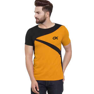 Camisetas para hombre a precio de mayorista, camisetas con logo personalizado, camisetas con cuello redondo, camisetas de diseño naranja y negro para hombre - Product Image 6