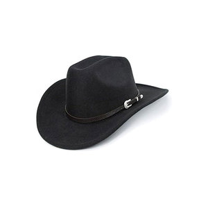 Nonwoven Felt Cowboy <b>Hat</b> with Leather <b>Band</b> and Silver Buckle - Product Image 1
