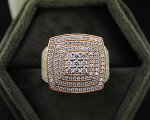14K Yellow <b>Gold</b> Plated Men's Sterling Silver Vintage Cut Moissanite <b>Ring</b> 925 Silver Hip Hop Party Statement Jewelry - Product Image 1