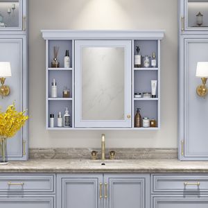 Moderno Armadietto da Bagno a Parete 35 X 28 con Anta a Specchio, Mobiletto Portamedicinali Contemporaneo - Product Image 4