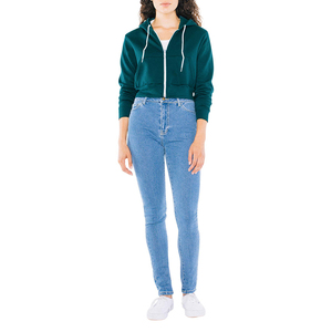 Women's None <b>Crop</b> Top Sweatshirt Solid Color Full Sleeve Zipper-<b>Up</b> Knitted Cotton Winter Wear Quick Dry Breathable Lined - Product Image 1