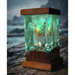 Epoxy Resin Crystal <b>Night</b> <b>Light</b>, Adorned With 3d Designs Of The Malenia Helmet, Elden Ring, And Gold Armor - Product Image 1