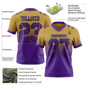 Maillot de football américain personnalisé sublimé pour homme, blanc, turquoise, violet, col en V, manches courtes, uniforme athlétique anti-humidité - Product Image 5