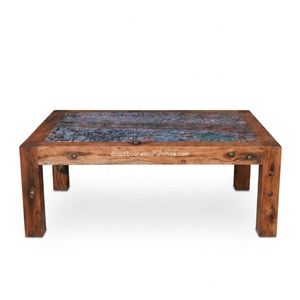 Durable Wood Rustic <b>Coffee</b> <b>Table</b> Handcrafted Minimalist Vintage Industrial Living Room Furniture Reclaimed Boat Wood - Product Image 2