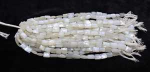 Perles de pierre de lune blanche naturelle facettées, taille « chewing-gum », 8-9 MM, forme « chicklet », perles de pierre de lune de 8 pouces - Product Image 5