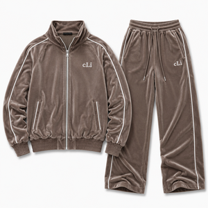 Vintage Raglan Oversized Velour Stand Collar Zip <b>Jacket</b> Wide Leg Sweatpants Custom Piping Luxury <b>Velvet</b> Sportswear Hoodies Sets - Product Image 5