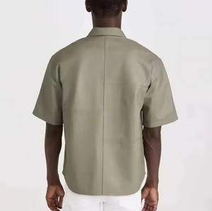 เสื้อหนังแท้ยูนิเซ็กซ์สุดหรู หนังแกะพรีเมียม เสื้อเชิ้ตหนังลำลองติดกระดุม ผู้ผลิต OEM ขายส่งจากโรงงาน - Product Image 3