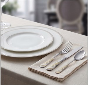 Ensemble de couverts modernes en acier inoxydable avec manche plaqué or, finition miroir, passe au lave-vaisselle, vaisselle de mariage, argenterie - Product Image 5
