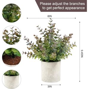 2 Pack <b>Small</b> Artificial Eucalyptus Plants Christmas Home Indoor Fireplace Mantel Shelf <b>Desk</b> Fake Potted Indoor Plants - Product Image 3