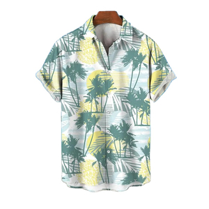 Camisa Hawaiana de Verano 2026 para Hombre con Estampado 3D de Grullas y Plantas, Tela Twill, Tallas Grandes, Ropa de Playa - Product Image 1