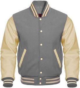 Blouson universitaire pour homme, color block, en coton et polyester, décontracté, automne, col rabattu, coupe droite, simple boutonnage - Product Image 4