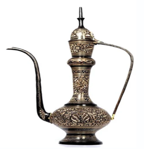Metcraft Fancy Plus Deluxe Surahi en laiton noir gravé, avec détails floraux argentés uniformément complexes et élégants, style royal - Product Image 1