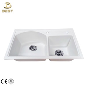 Évier de cuisine BEST-7844G de la marque BEST, fabriqué par des artisans vietnamiens, à cuve simple ou double, style granit, en quartz composite, à encastrer - Product Image 2