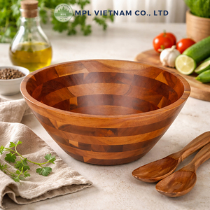 Tazón de Servir Segmentado de Madera de Acacia Pulida de Ho Chi Minh, Ecológico, Estilo Americano, Grande, Hecho a Mano para Uso Doméstico - Product Image 2