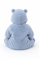 Combinaison à capuche en polaire Teddy bleu ciel, combinaison d'hiver douce et moelleuse, combinaison à manches longues pour bébé, combinaison à capuche avec oreilles d'ours, combinaison d'hiver pour nouveau-né