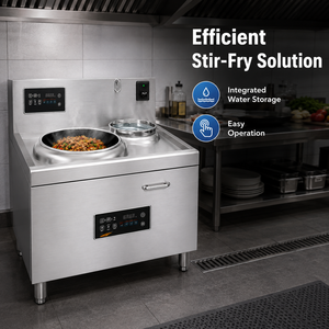 Cuisinière à wok électrique professionnelle à tête unique en acier inoxydable avec contrôle numérique pour cuisine de restaurant - Product Image 5