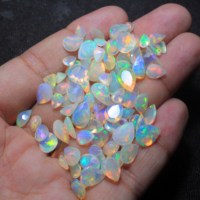 Opale d'Éthiopie naturelle multicolore 3x5mm 7x10mm, tailles mixtes, coupe poire facettée, qualité supérieure pour la fabrication de bijoux, vente en gros