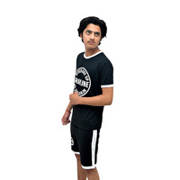 Ensemble de sport d'été pour homme 2 pièces avec logo personnalisé imprimé en sérigraphie, sweat-shirt à col rond et short en coton 100% écologique