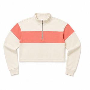 Sweat-shirt court personnalisé en molleton doux pour femme, style streetwear, avec demi-zip, en French Terry - Product Image 4