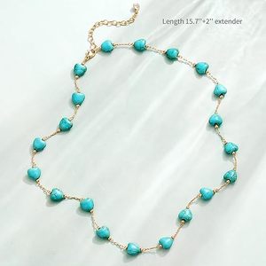 Collier pour femmes plaqué or 14 carats, collier ras du cou perlé en forme de cœur, style bohème, fait main, pour la plage, l'été, le quotidien, bijoux occidentaux, cadeaux - Product Image 1