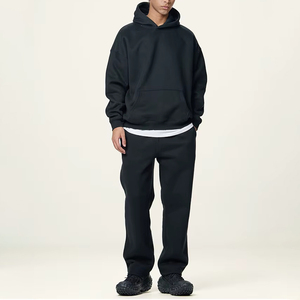 Men Oversized Baggy Tracksuit Custom Streetwear Two Piece Sweat Set <b>Lightweight</b> Hooded Eco-Friendly Embroidery Logo OEM <b>Jogger</b> - Product Image 1