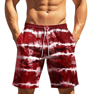 Men's White Solid Color Board Shorts <b>Mid</b> Waist Drawstring Quick Dry Casual Swim Trunks - Product Image 2