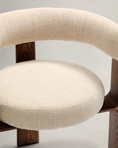 Silla de diseño moderno con acentos en madera de teca, silla de comedor cómoda con tapicería de tela para conjunto de muebles para el hogar - Arya - Product Image 4